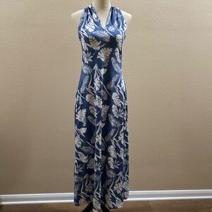 Olivia Matthews long blue and white dress. Medium